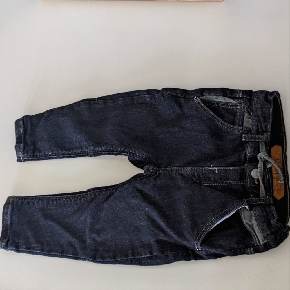 Zara Denim Jeans - Cotton Camo Lined - Adjustable with Drawstring - Boys 18-24m